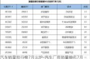 汽车销量排行榜7月出炉-汽车厂商销量排名7月