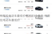 特斯拉电动车最低价格2023价目表-特斯拉电动车最低价