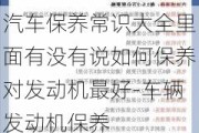 汽车保养常识大全里面有没有说如何保养对发动机最好-车辆发动机保养