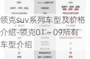 领克suv系列车型及价格介绍-领克01～09所有车型介绍