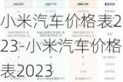 小米汽车价格表2023-小米汽车价格表2023