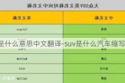 suv是什么意思中文翻译-suv是什么汽车缩写英文