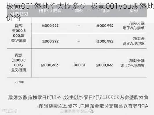 极氪001落地价大概多少_极氪001you版落地价格