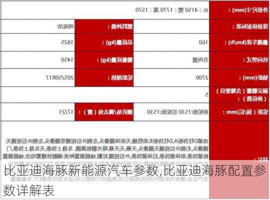 比亚迪海豚新能源汽车参数,比亚迪海豚配置参数详解表