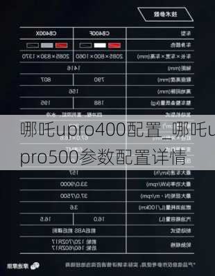 哪吒upro400配置_哪吒upro500参数配置详情