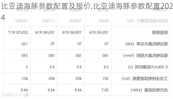 比亚迪海豚参数配置及报价,比亚迪海豚参数配置2024