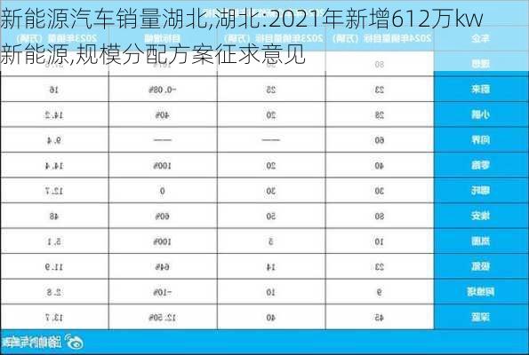 新能源汽车销量湖北,湖北:2021年新增612万kw新能源,规模分配方案征求意见