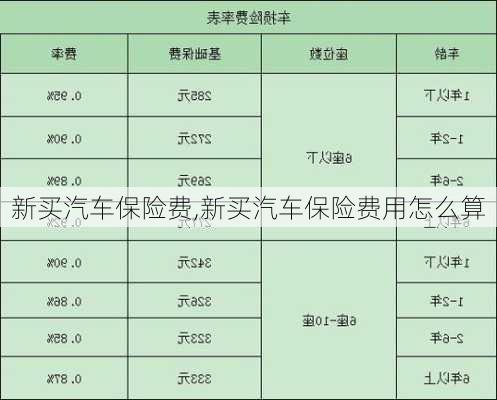 新买汽车保险费,新买汽车保险费用怎么算