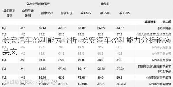 长安汽车盈利能力分析_长安汽车盈利能力分析论文英文