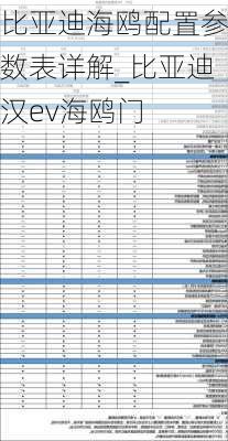 比亚迪海鸥配置参数表详解_比亚迪汉ev海鸥门