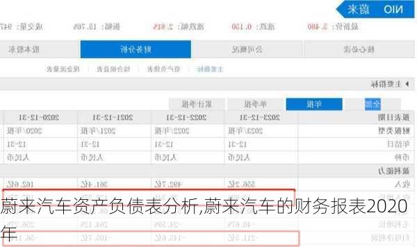 蔚来汽车资产负债表分析,蔚来汽车的财务报表2020年