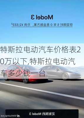 特斯拉电动汽车价格表20万以下,特斯拉电动汽车多少钱一台