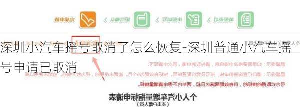 深圳小汽车摇号取消了怎么恢复-深圳普通小汽车摇号申请已取消