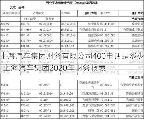 上海汽车集团财务有限公司400电话是多少-上海汽车集团2020年财务报表