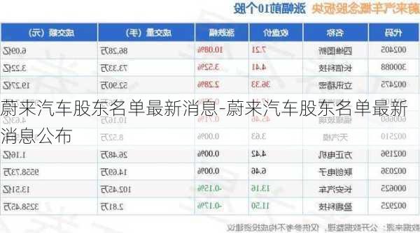 蔚来汽车股东名单最新消息-蔚来汽车股东名单最新消息公布