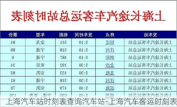 上海汽车站时刻表查询汽车站-上海汽车客运时刻表