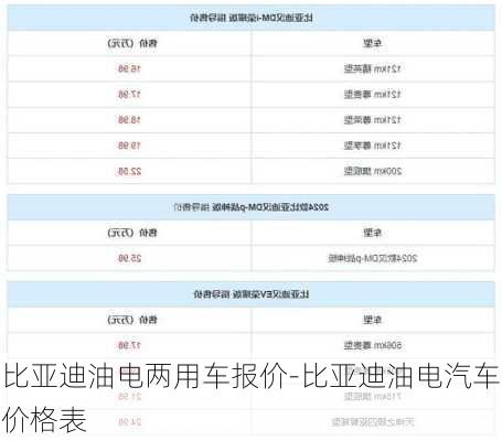 比亚迪油电两用车报价-比亚迪油电汽车价格表