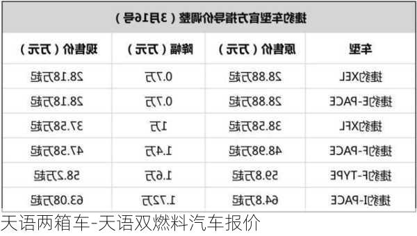 天语两箱车-天语双燃料汽车报价