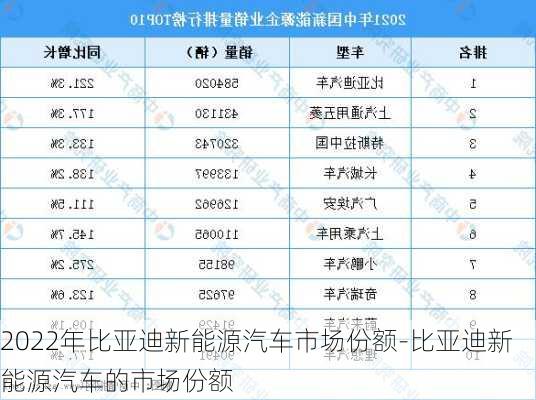 2022年比亚迪新能源汽车市场份额-比亚迪新能源汽车的市场份额