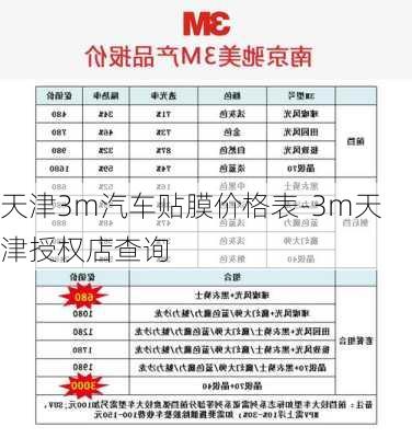 天津3m汽车贴膜价格表-3m天津授权店查询