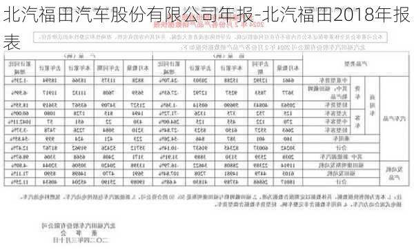 北汽福田汽车股份有限公司年报-北汽福田2018年报表