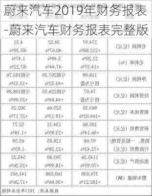 蔚来汽车2019年财务报表-蔚来汽车财务报表完整版