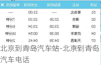 北京到青岛汽车站-北京到青岛汽车电话