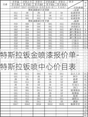 特斯拉钣金喷漆报价单-特斯拉钣喷中心价目表