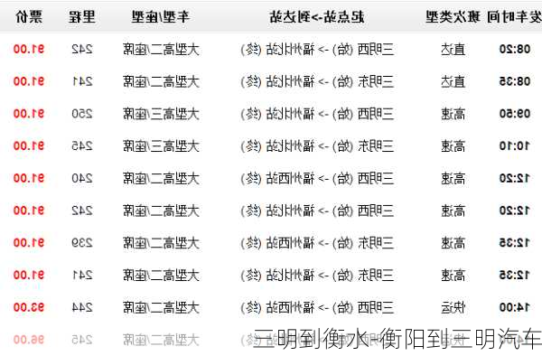 三明到衡水-衡阳到三明汽车