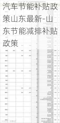 汽车节能补贴政策山东最新-山东节能减排补贴政策