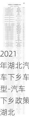 2021年湖北汽车下乡车型-汽车下乡政策湖北