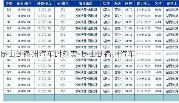 昆山到衢州汽车时刻表-昆山到衢州汽车