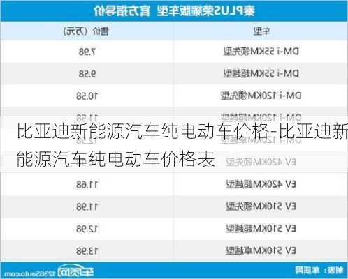 比亚迪新能源汽车纯电动车价格-比亚迪新能源汽车纯电动车价格表