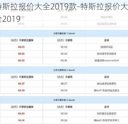 特斯拉报价大全2019款-特斯拉报价大全2019